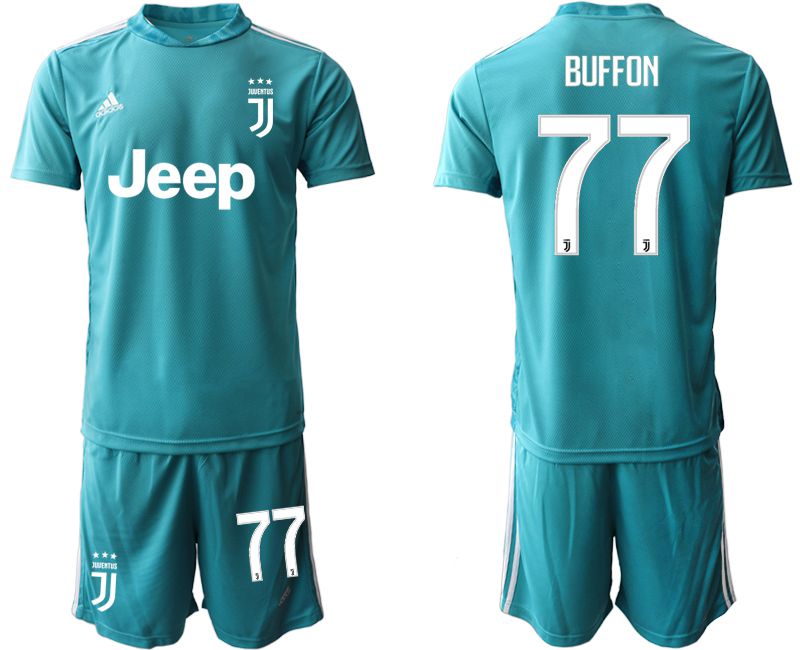 Men 2020-2021 club Juventus lake blue goalkeeper #77 Soccer Jerseys->juventus jersey->Soccer Club Jersey